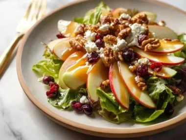 Delicious Apple Walnut Salad with fresh ingredients and crunchy walnuts.