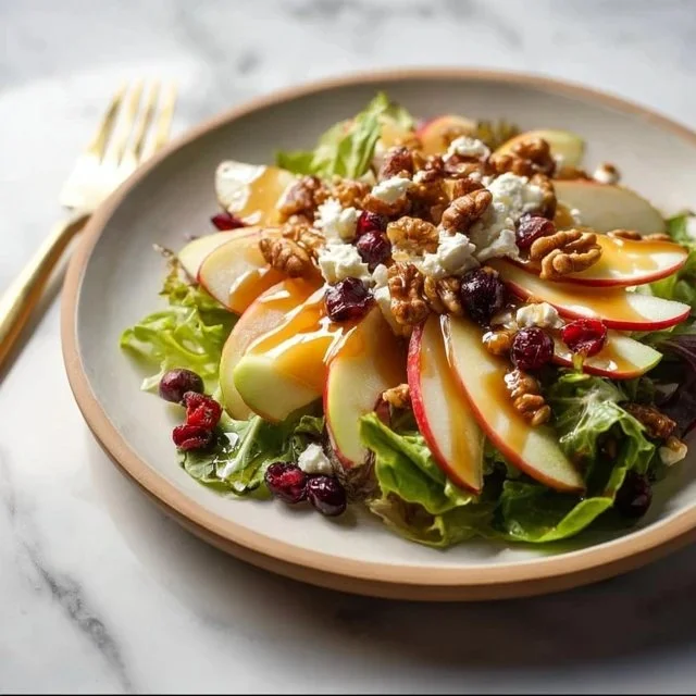 Delicious Apple Walnut Salad with fresh ingredients and crunchy walnuts.