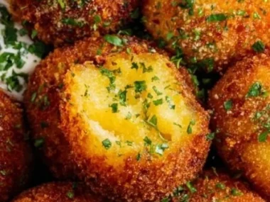 Crispy Bacon Cheese Croquettes served on a plate