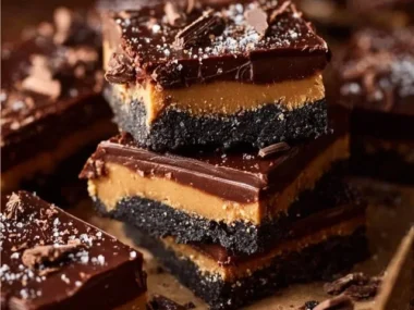 Delicious chocolate peanut butter fudge bars ready to enjoy