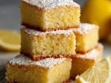 Delicious lemon brownies with a zesty lemon glaze on top