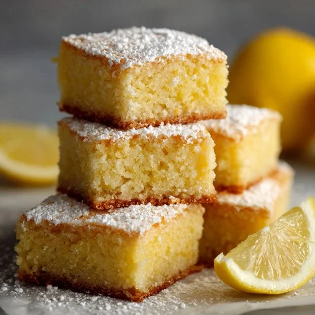 Delicious lemon brownies with a zesty lemon glaze on top