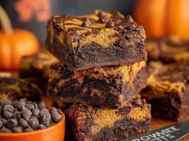 Delicious homemade pumpkin brownies with chocolate and spices