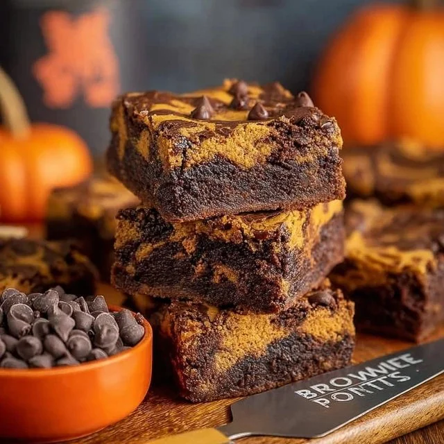 Delicious homemade pumpkin brownies with chocolate and spices