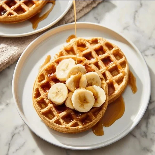 Deliciously golden sweet potato waffles served with toppings