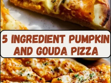 Delicious pumpkin pizza topped with Gouda cheese, perfect for fall meals.