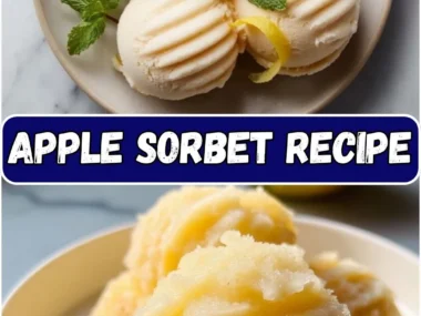Homemade Apple Sorbet served in a bowl with fresh apple slices.
