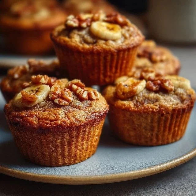 Delicious homemade Banana Protein Muffins with healthy ingredients