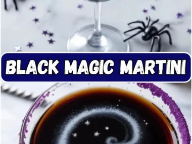 Black Magic Martini cocktail with a dark, bewitching appearance