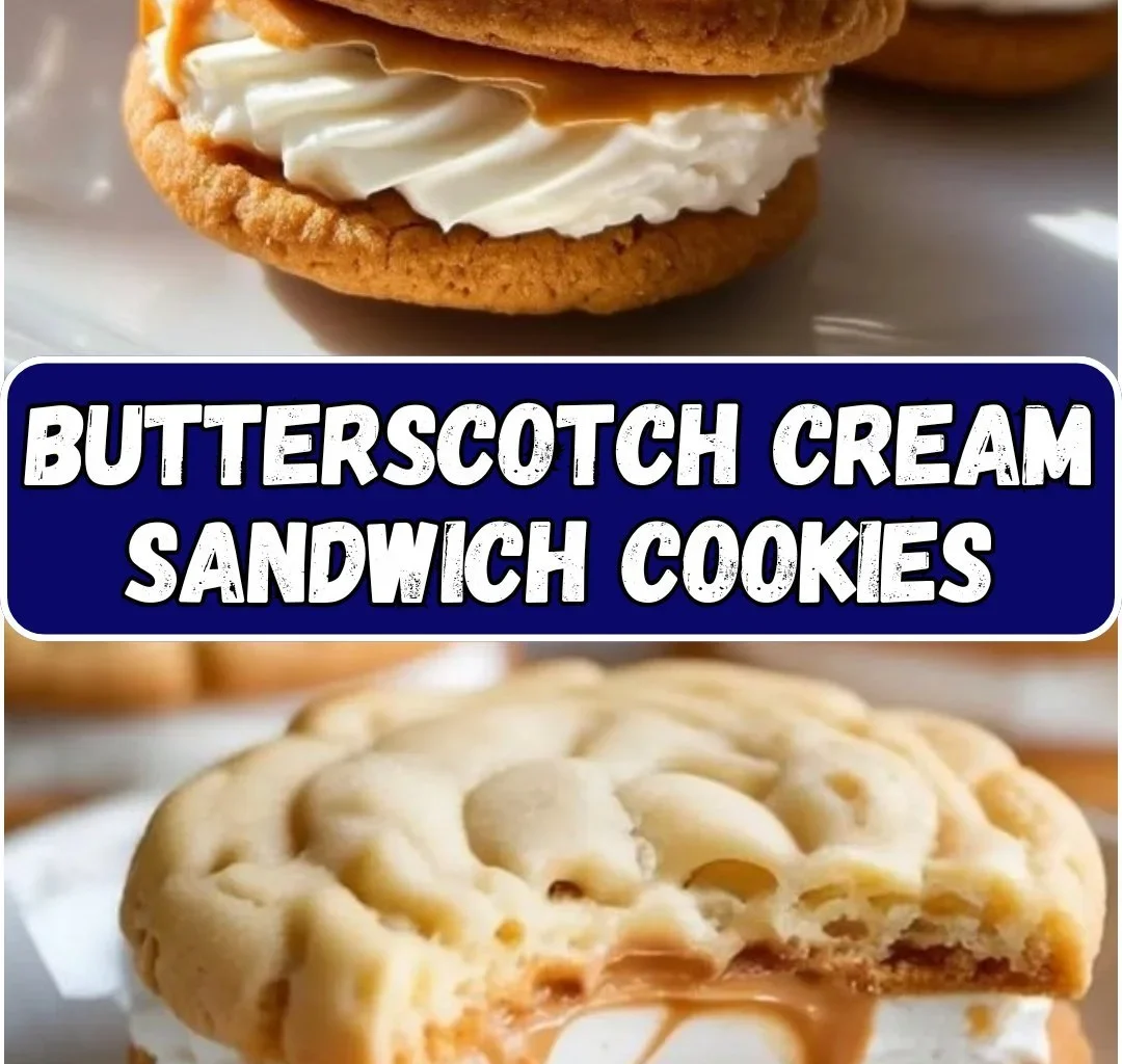 Delicious butterscotch cream sandwich cookies stacked on a plate