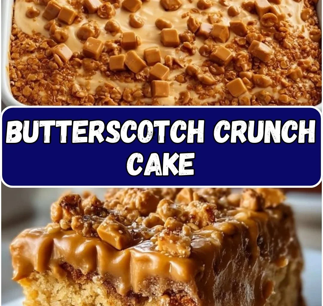 Delicious Butterscotch Crunch Cake with crunchy topping and creamy layers