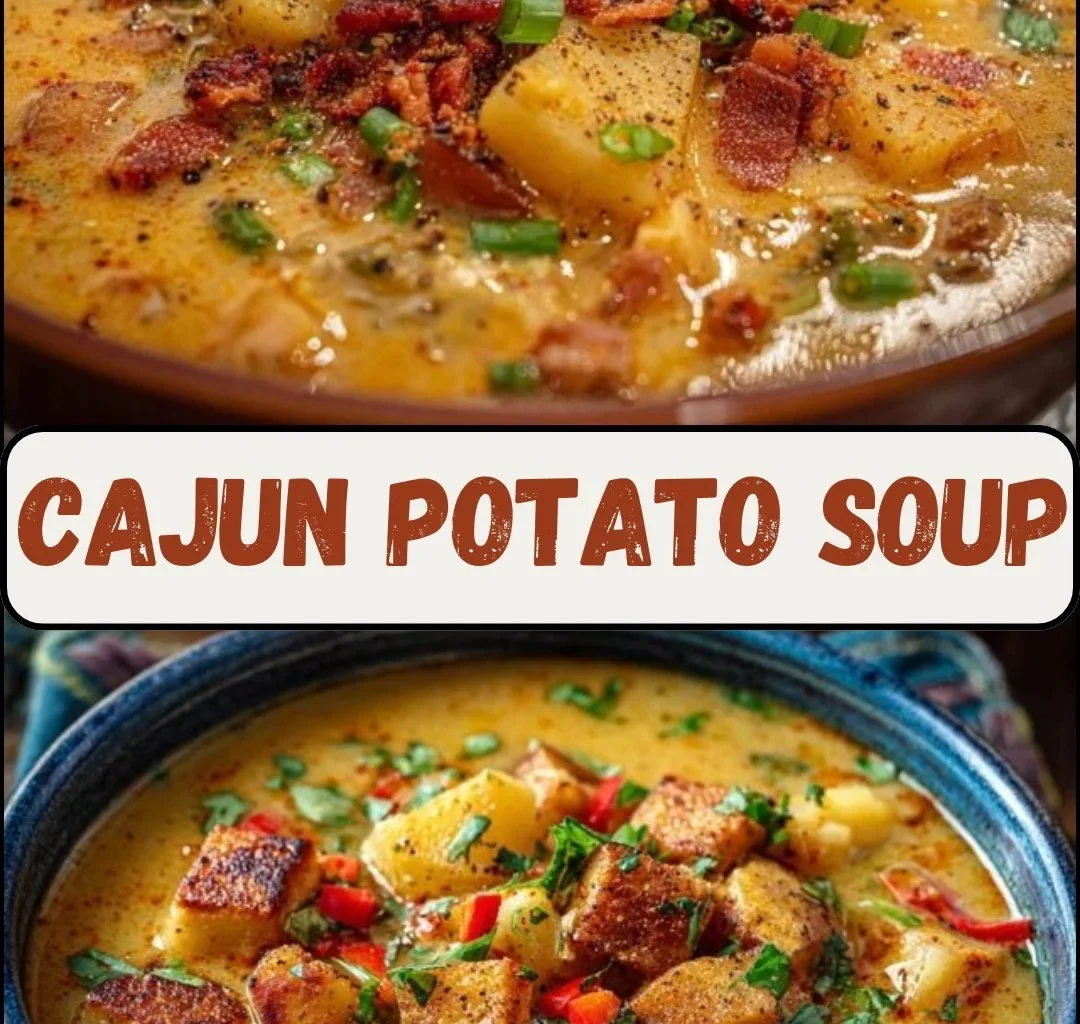 Bowl of Cajun Potato Soup garnished with green onions