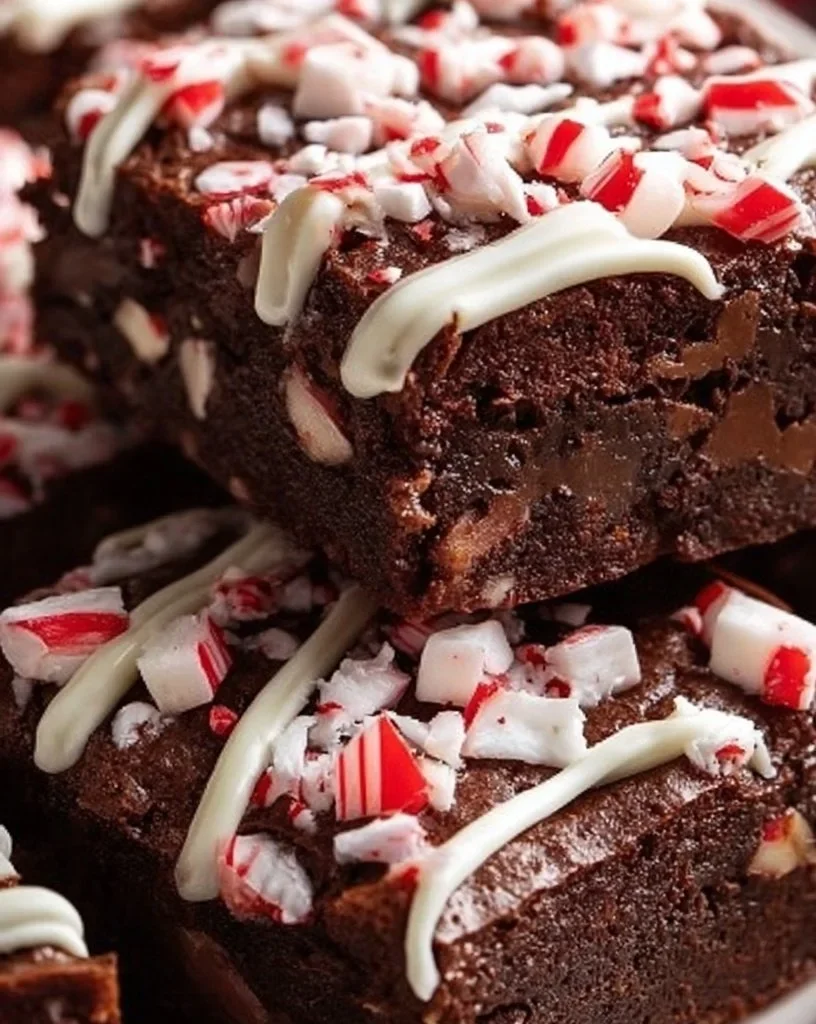 Delicious homemade Chocolate Peppermint Brownies with a festive touch.