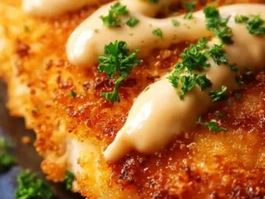 Crispy Parmesan crusted chicken served with a creamy mayo dip
