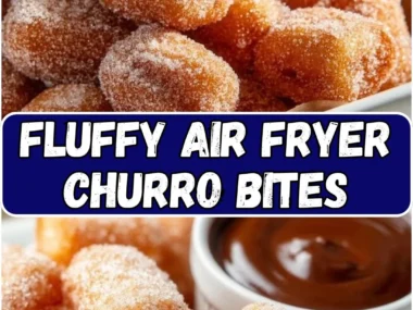 Fluffy air fryer churro bites topped with cinnamon sugar