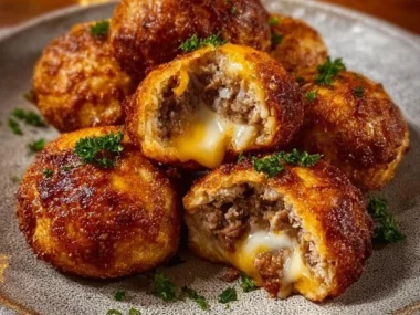 Delicious Garlic Parmesan Cheeseburger Bombs ready to be served.