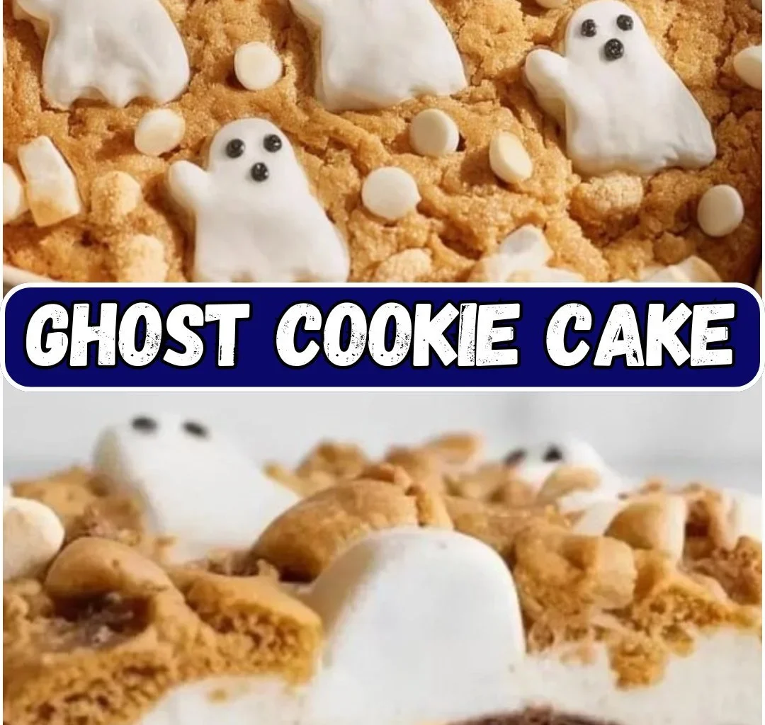 Delicious Ghost Cookie Cake decorated for Halloween