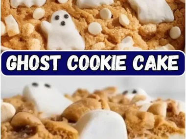 Delicious Ghost Cookie Cake decorated for Halloween