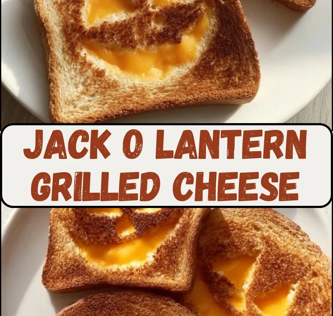 Jack O Lantern Grilled Cheese sandwich with creative Halloween design