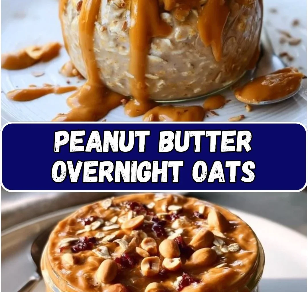 Delicious Peanut Butter Overnight Oats topped with fruits and nuts