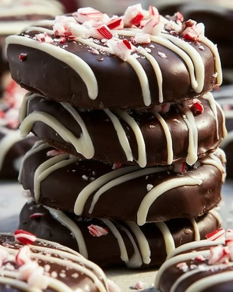 Delicious peppermint bark cookies topped with crushed peppermint candy.