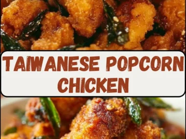 Delicious Taiwanese popcorn chicken served with spices and herbs.