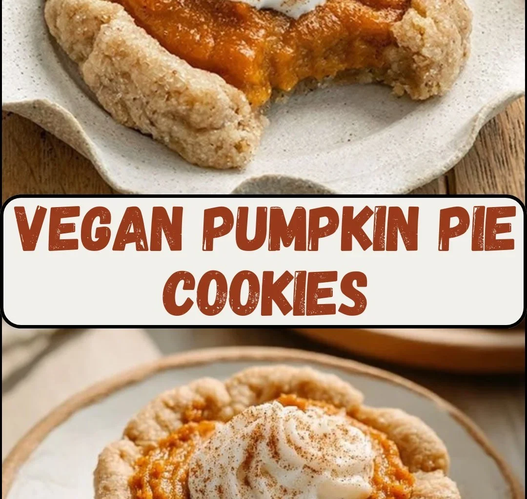 Vegan pumpkin pie cookies on a plate, delicious fall dessert