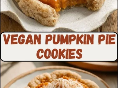 Vegan pumpkin pie cookies on a plate, delicious fall dessert