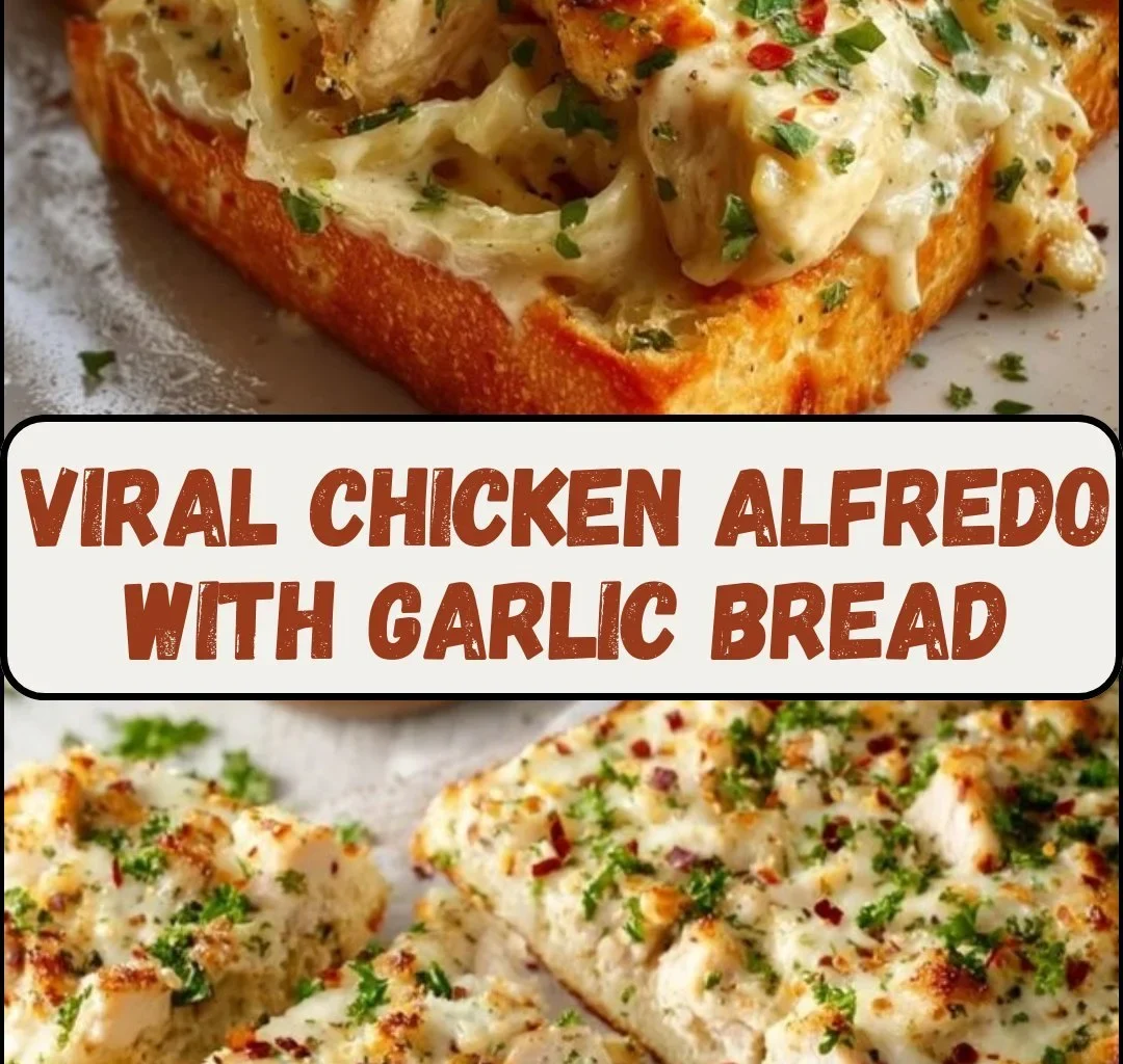 Delicious Chicken Alfredo served with crispy garlic bread