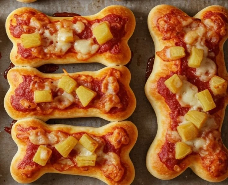Apple and Cheese Dog Bone Pizza, a unique dog-friendly pizza treat for pets.