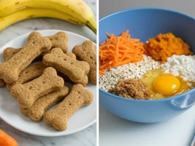 Homemade banana carrot dog treats, healthy snacks for dogs