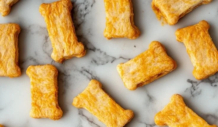 Homemade cheesy cheddar dog cookies for pets