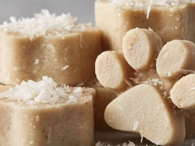 A bowl of homemade coconut dog treats for happy puppies