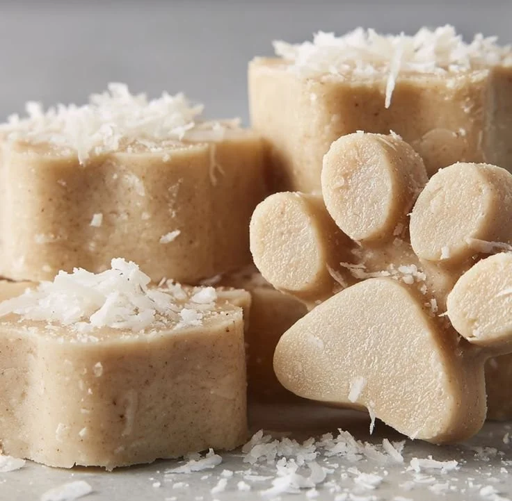 A bowl of homemade coconut dog treats for happy puppies