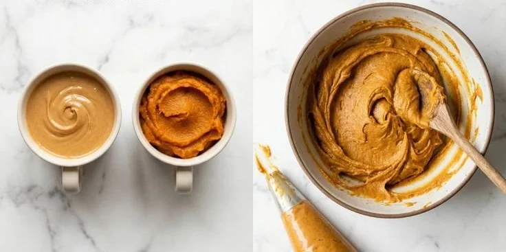 Homemade easy two-ingredient peanut butter dog biscuits on a wooden surface