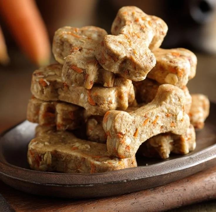 Healthy banana carrot no-bake dog treats prepared in 15 minutes.