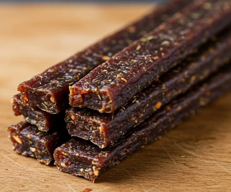 Homemade beef and veggie chew sticks for dogs