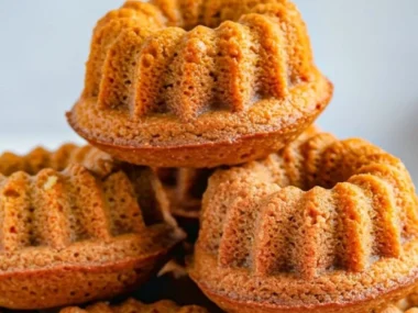 Mini peanut butter bundt cakes made for dogs, perfect pet treat.