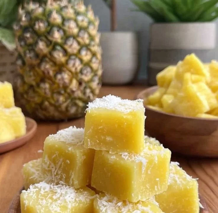 Frozen dog treats featuring pineapple and coconut for a tropical flair