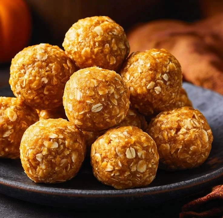Homemade pumpkin oatmeal dog treats in a bowl for happy dogs