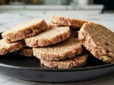 Homemade strawberry oatmeal dog treats in a bowl with fresh strawberries