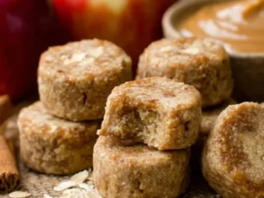 Homemade apple banana peanut butter dog treats ready for serving