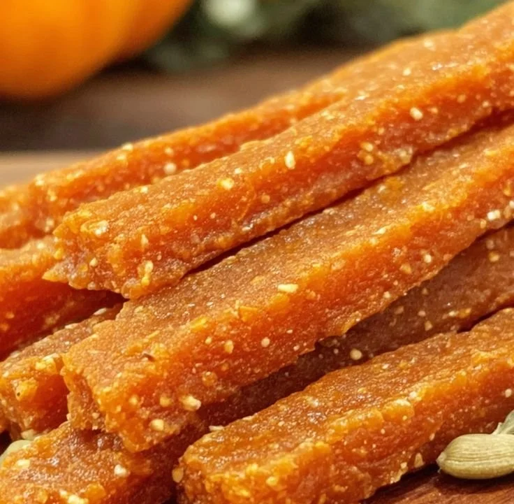 Wholesome carrot pumpkin chews for dogs in a colorful packaging