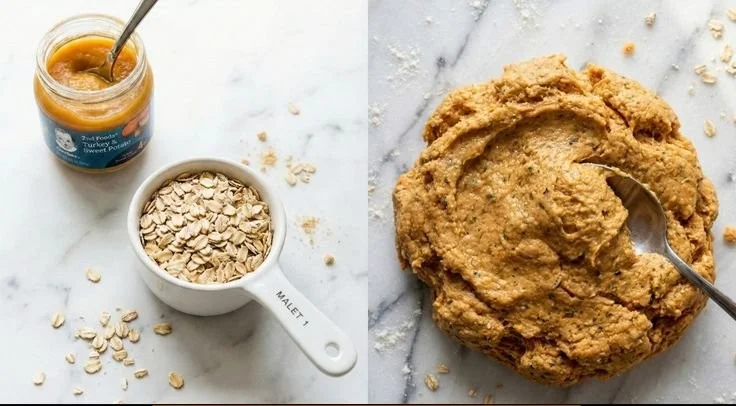 Homemade 2-ingredient baby food dog biscuits in a bowl