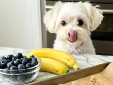 Homemade blueberry banana dog treats made with 4 simple ingredients