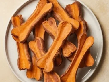 Homemade air fryer sweet potato dog chews for healthy treats
