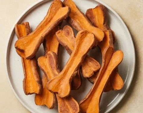 Homemade air fryer sweet potato dog chews for healthy treats