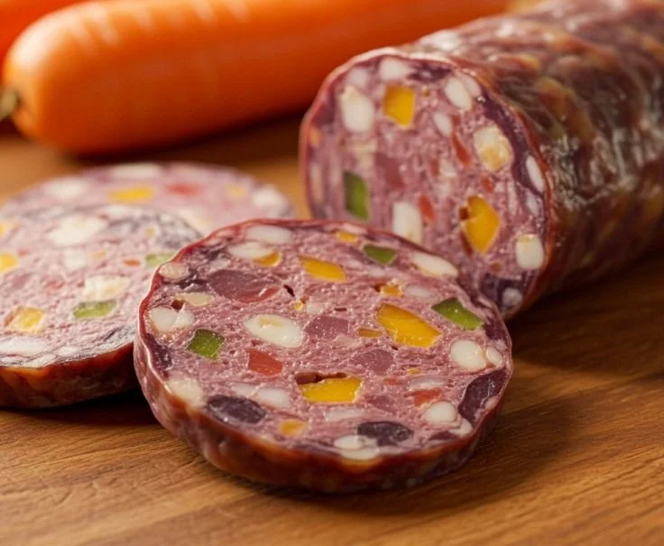 Beef, carrot, and spinach sausage roll recipe for dogs