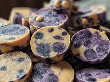 Blueberry and peanut butter frozen swirl bites for dogs