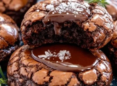 Delicious brownie cookies topped with chocolate chips on a baking tray